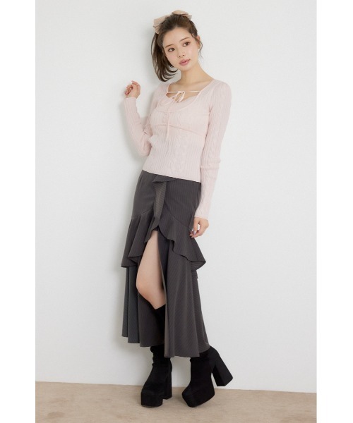 rienda(リエンダ)の「【AW先行アイテム】ケーブルタイトニットトップス 秋服 冬服(ニット/セーター・レディース・アイボリー/ピンク/ブラック・FREE)」の20枚目の写真
