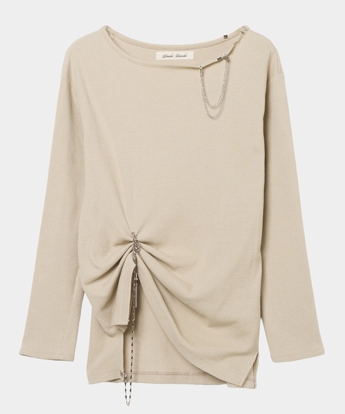 tanakadaisuke(タナカダイスケ)の「【tanakadaisuke/タナカダイスケ】body piercing long sleeve pullover/ボディピアシングロングスリーブプルオーバー(スウェット・レディース・ベージュ/グレー・FREE)」の1枚目の写真