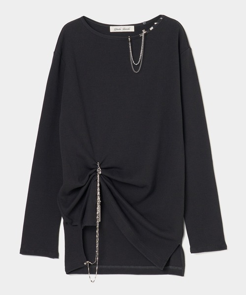 tanakadaisuke(タナカダイスケ)の「【tanakadaisuke/タナカダイスケ】body piercing long sleeve pullover/ボディピアシングロングスリーブプルオーバー(スウェット・レディース・ベージュ/グレー・FREE)」の2枚目の写真