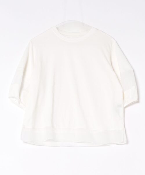 SWINGLE(スウィングル)の「オーガンジー切り替えプルオーバー(Tシャツ/カットソー・レディース・ブラック/オフホワイト/チャコールグレー・FREE)」の1枚目の写真