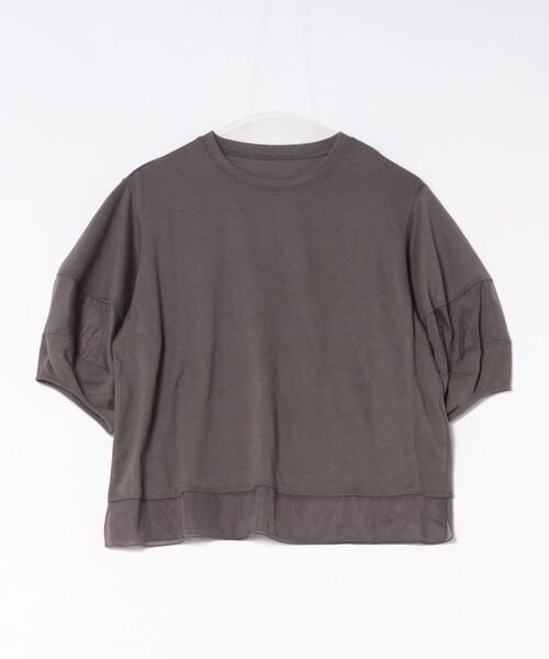 SWINGLE(スウィングル)の「オーガンジー切り替えプルオーバー(Tシャツ/カットソー・レディース・ブラック/オフホワイト/チャコールグレー・FREE)」の3枚目の写真