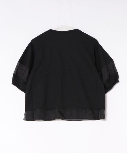SWINGLE(スウィングル)の「オーガンジー切り替えプルオーバー(Tシャツ/カットソー・レディース・ブラック/オフホワイト/チャコールグレー・FREE)」の4枚目の写真