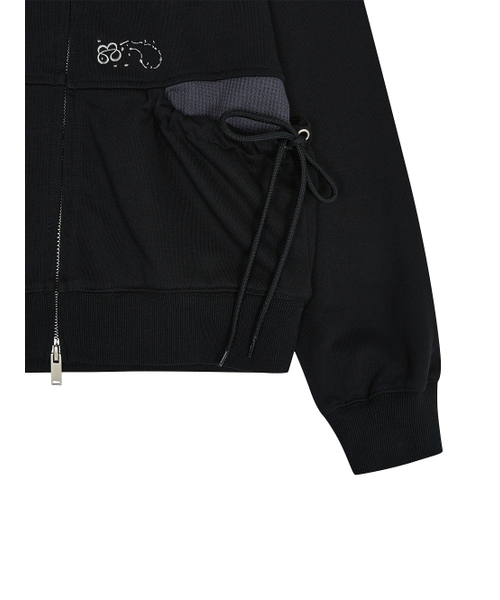 TUOMIO（トゥオミオ）の「SHIRRING WAFFLE HOOD ZIP-UP [BLACK]（パーカー・レディース・その他・FREE）」の4枚目の写真