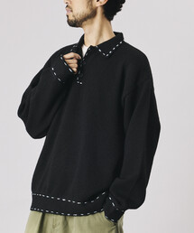 Firsthand（ファーストハンド）の「Firsthand/ファーストハンド 配色ステッチ ニットポロ 【限定展開】（ニット/セーター）」