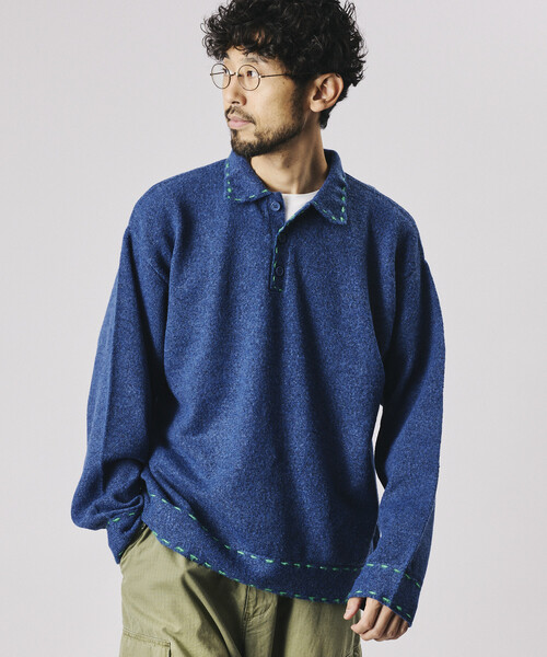 FREAK'S STORE(フリークスストア)の「Firsthand/ファーストハンド 配色ステッチ ニットポロ 【限定展開】(ニット/セーター・メンズ・ネイビー/マスタード/ブラック・LARGE/MEDIUM)」の22枚目の写真