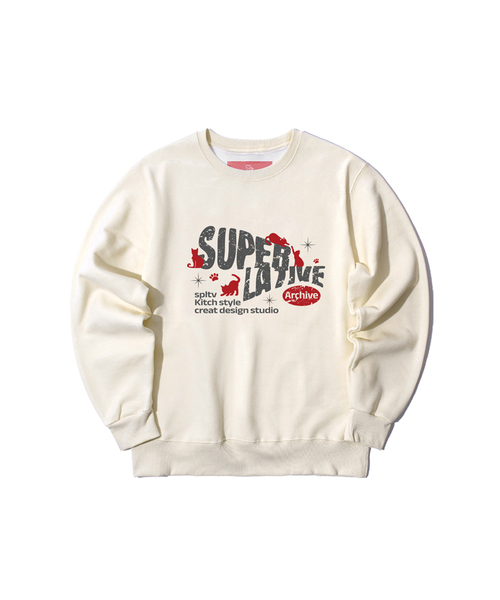 SUPERLATIVE（スーパーラティブ）の「S/Pキャッツポージングオーバーサイズ裏起毛スウェット (GOM4-6SP188)（スウェット・レディース・ブラック/ホワイト/ネイビー/ライトグレー/チャコールグレー/アイボリー・MEDIUM/LARGE/X-LARGE）」の3枚目の写真
