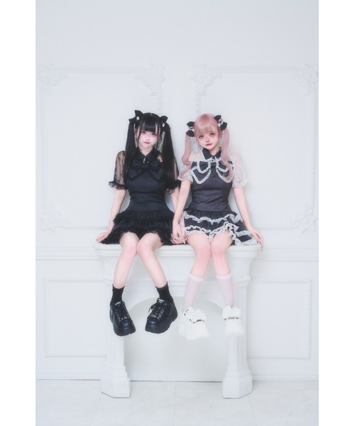 nyanMe(ニャンミー)の「おりぼんおひめわんぴ♡(ワンピース・レディース・グレー/Black・FREE)」の7枚目の写真