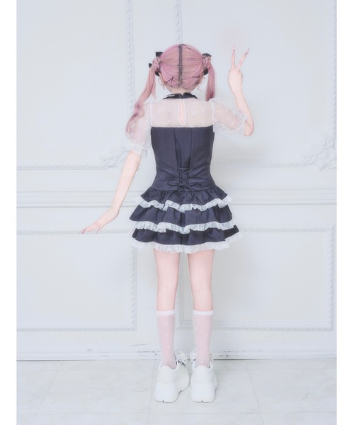 nyanMe(ニャンミー)の「おりぼんおひめわんぴ♡(ワンピース・レディース・グレー/Black・FREE)」の5枚目の写真