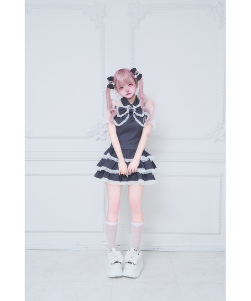 nyanMe(ニャンミー)の「おりぼんおひめわんぴ♡(ワンピース・レディース・グレー/Black・FREE)」の3枚目の写真