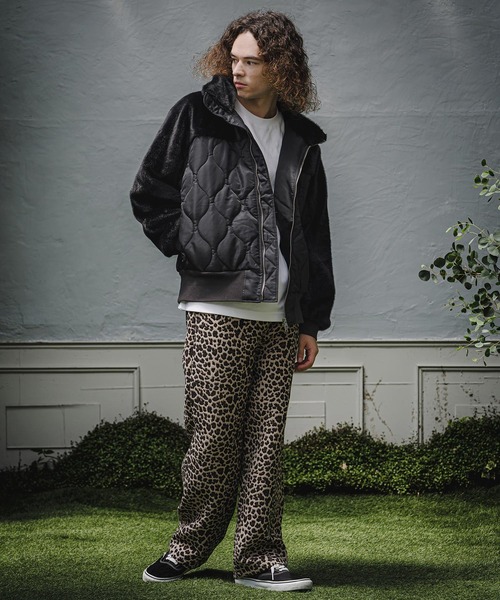 CAMBIO(カンビオ)の「mj11909- Faux Fur Wave Quilt Stand Jacket フェイクファーキルトコンビジャケット(A73926cmb)(その他アウター・メンズ・ブラック・L/M/S)」の7枚目の写真