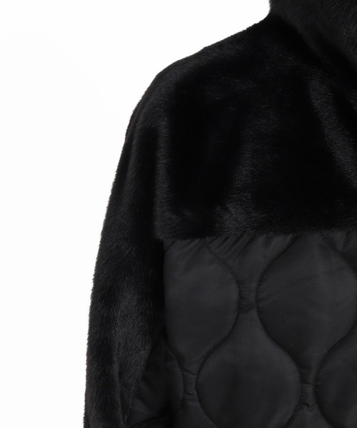 CAMBIO(カンビオ)の「mj11909- Faux Fur Wave Quilt Stand Jacket フェイクファーキルトコンビジャケット(A73926cmb)(その他アウター・メンズ・ブラック・L/M/S)」の13枚目の写真