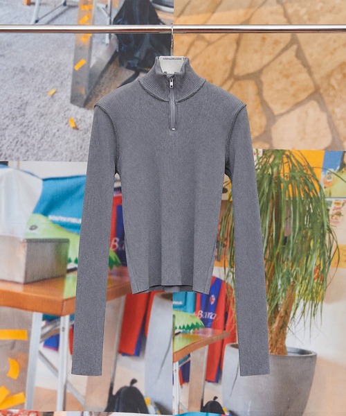 CONZ(コンズ)の「CRISP HALF-ZIP TOP(Tシャツ/カットソー・レディース・ブラック/ブルー/グレー・FREE)」の10枚目の写真