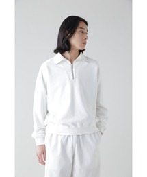 Y / ORGANIC COTTON BLEND HEAVY WEIGHT FLEECE HALF ZIP