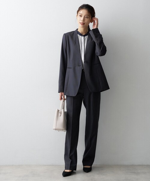 UNTITLED(アンタイトル)の「【SET UP】ウールシルクブレンドノーカラージャケット(ノーカラージャケット・レディース・ネイビー/ブラウン系その他/チャコールグレー・01/04/03/02/44/42/00/50/48/46)」の18枚目の写真