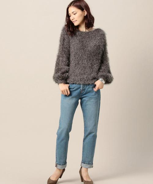 Torrazzo Donna（トラッゾドンナ）の「＜TORRAZZO DONNA＞フェザーヤーン ニットプルオーバー◆（ニット/セーター・レディース・グレー/オレンジ系その他・FREE）」の8枚目の写真