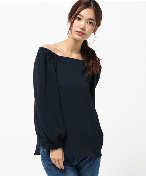 ROPE' PICNIC（ロペピクニック）の「無地ストライプオフショルダーブラウス（シャツ/ブラウス・レディース・ホワイト系その他5/ベージュ/ネイビー/ブルー系その他・38）」の14枚目の写真