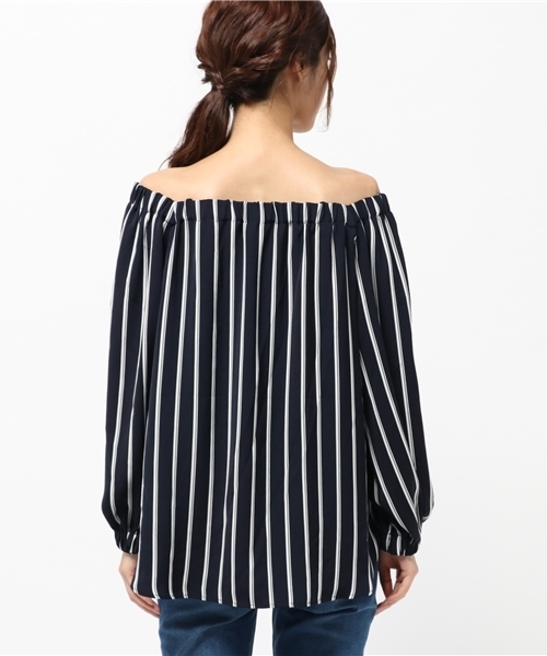 ROPE' PICNIC（ロペピクニック）の「無地ストライプオフショルダーブラウス（シャツ/ブラウス・レディース・ホワイト系その他5/ベージュ/ネイビー/ブルー系その他・38）」の9枚目の写真