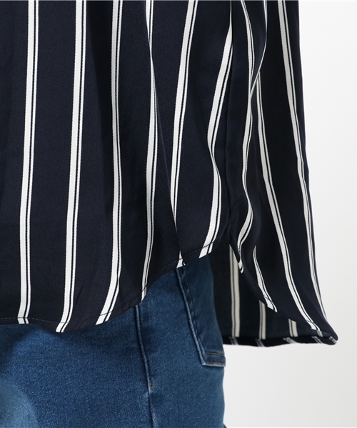 ROPE' PICNIC（ロペピクニック）の「無地ストライプオフショルダーブラウス（シャツ/ブラウス・レディース・ホワイト系その他5/ベージュ/ネイビー/ブルー系その他・38）」の5枚目の写真