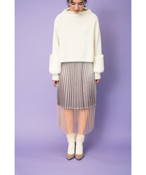 TEVALT（ヴァレット）の「<Titilate valet> ファー切り替えスリーブ　ボトルネック　プルオーバー（Tシャツ/カットソー・レディース・ホワイト/グレー/ネイビー・38）」の15枚目の写真