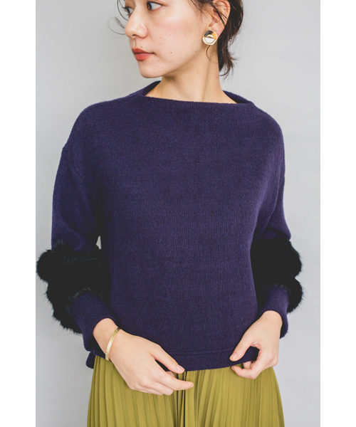 TEVALT（ヴァレット）の「<Titilate valet> ファー切り替えスリーブ　ボトルネック　プルオーバー（Tシャツ/カットソー・レディース・ホワイト/グレー/ネイビー・38）」の22枚目の写真