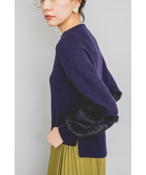 TEVALT（ヴァレット）の「<Titilate valet> ファー切り替えスリーブ　ボトルネック　プルオーバー（Tシャツ/カットソー・レディース・ホワイト/グレー/ネイビー・38）」の21枚目の写真