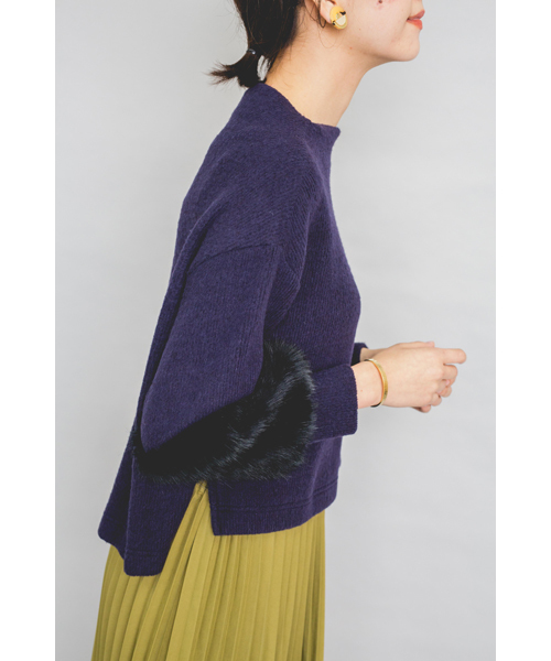 TEVALT（ヴァレット）の「<Titilate valet> ファー切り替えスリーブ　ボトルネック　プルオーバー（Tシャツ/カットソー・レディース・ホワイト/グレー/ネイビー・38）」の20枚目の写真