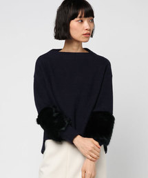 TEVALT | <Titilate valet> ファー切り替えスリーブ　ボトルネック　プルオーバー(Tシャツ/カットソー)