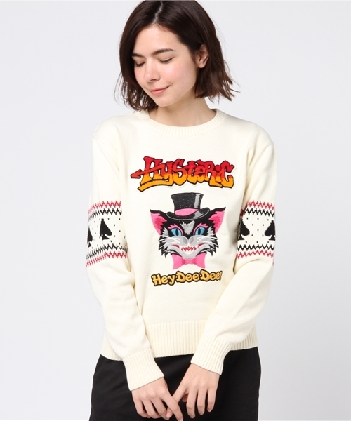 HYSTERIC GLAMOUR（ヒステリックグラマー）の「MAGIC CAT刺繍 プルオーバー（ニット/セーター・レディース・ホワイト/トップグレー/ブラック・FREE）」の11枚目の写真