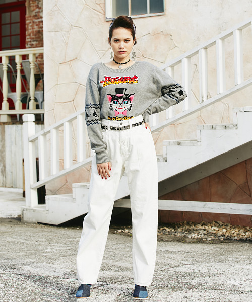 HYSTERIC GLAMOUR（ヒステリックグラマー）の「MAGIC CAT刺繍 プルオーバー（ニット/セーター・レディース・ホワイト/トップグレー/ブラック・FREE）」の14枚目の写真