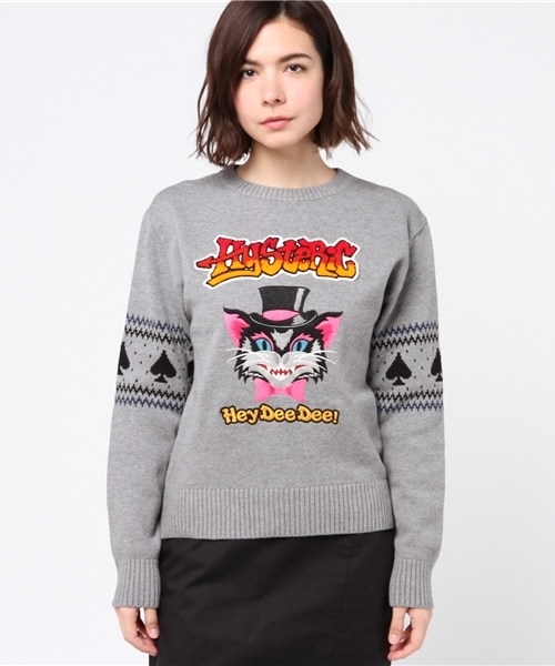 HYSTERIC GLAMOUR（ヒステリックグラマー）の「MAGIC CAT刺繍 プルオーバー（ニット/セーター・レディース・ホワイト/トップグレー/ブラック・FREE）」の4枚目の写真