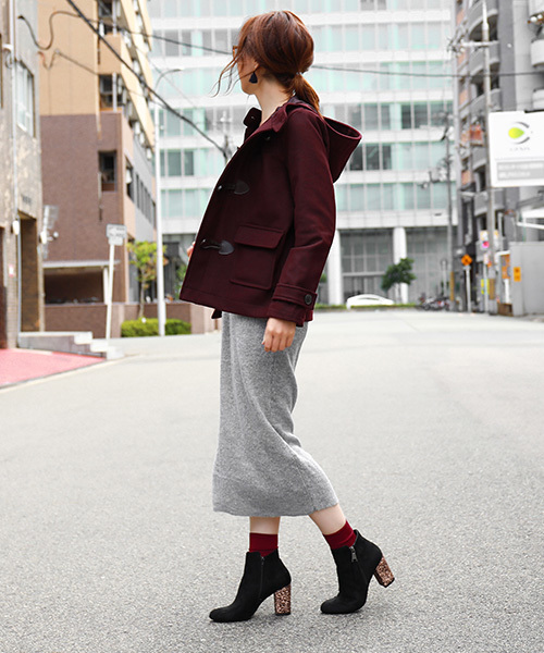 Fashion Letter（ファッションレター）の「メルトン ショート ダッフルコート ジャケット（ダッフルコート・レディース・バーガンディー/グリーン/ネイビー/ブラック/グレー/ブラウン/ベージュ/ダークグレー/ピンク/イエロー/チャコール/マスタード・L/M/S）」の12枚目の写真