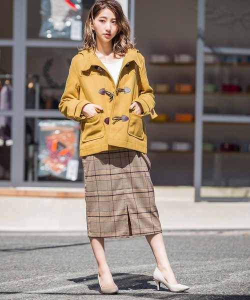 Fashion Letter（ファッションレター）の「メルトン ショート ダッフルコート ジャケット（ダッフルコート・レディース・バーガンディー/グリーン/ネイビー/ブラック/グレー/ブラウン/ベージュ/ダークグレー/ピンク/イエロー/チャコール/マスタード・L/M/S）」の9枚目の写真