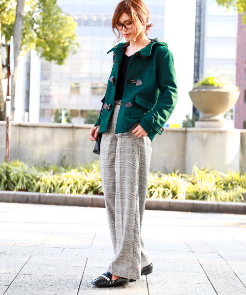 Fashion Letter（ファッションレター）の「メルトン ショート ダッフルコート ジャケット（ダッフルコート・レディース・バーガンディー/グリーン/ネイビー/ブラック/グレー/ブラウン/ベージュ/ダークグレー/ピンク/イエロー/チャコール/マスタード・L/M/S）」の7枚目の写真