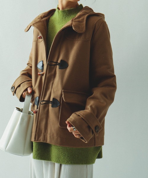 Fashion Letter（ファッションレター）の「メルトン ショート ダッフルコート ジャケット（ダッフルコート・レディース・バーガンディー/グリーン/ネイビー/ブラック/グレー/ブラウン/ベージュ/ダークグレー/ピンク/イエロー/チャコール/マスタード・L/M/S）」の13枚目の写真