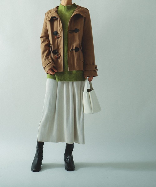 Fashion Letter（ファッションレター）の「メルトン ショート ダッフルコート ジャケット（ダッフルコート・レディース・バーガンディー/グリーン/ネイビー/ブラック/グレー/ブラウン/ベージュ/ダークグレー/ピンク/イエロー/チャコール/マスタード・L/M/S）」の15枚目の写真