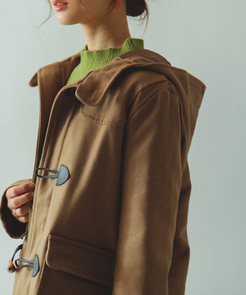 Fashion Letter（ファッションレター）の「メルトン ショート ダッフルコート ジャケット（ダッフルコート・レディース・バーガンディー/グリーン/ネイビー/ブラック/グレー/ブラウン/ベージュ/ダークグレー/ピンク/イエロー/チャコール/マスタード・L/M/S）」の22枚目の写真