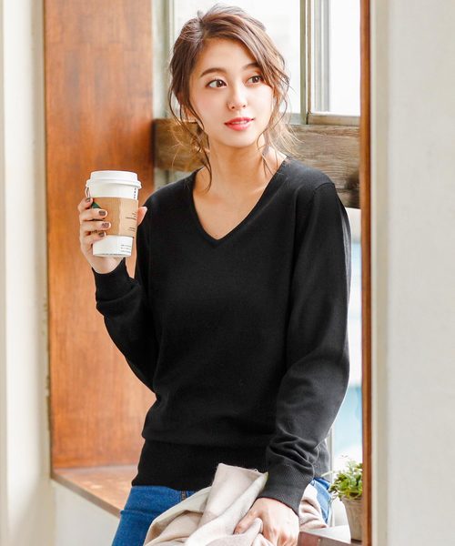 KOBE LETTUCE（コウベレタス）の「【HeatKnit】吸湿発熱Vネックニット＆タートルニットトップス（ニット/セーター・レディース・ブラック系その他2/ブラウン系その他/ピンク系その他/ブラック系その他/イエロー系その他/ピンク系その他2/グリーン系その他/レッド系その他/ホワイト系その他2/ブルー系その他/ホワイト系その他/イエロー系その他2/ブルー系その他2/レッド系その他2/ベージュ系その他2/グリーン系その他2/ベージュ系その他/ブラウン系その他2/ブルー/ブラウン系その他3/ピンク系その他3/ピンク/モカ/ブルー系その他3・FREE）」の4枚目の写真