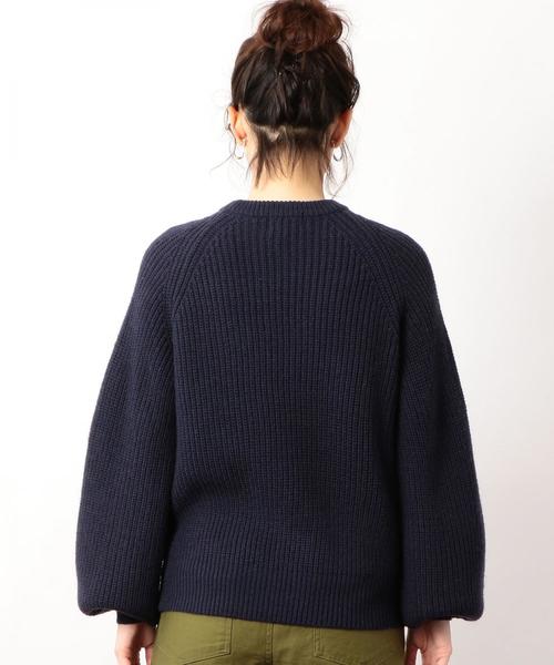 green label relaxing（グリーンレーベルリラクシング）の「CF カタアゼ クルーネック パフスリーブ ニット ◆（ニット/セーター・レディース・ネイビー/オフホワイト/イエロー・FREE）」の14枚目の写真