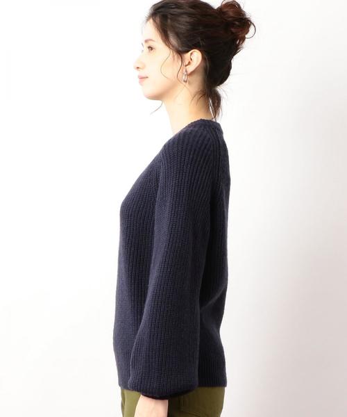 green label relaxing（グリーンレーベルリラクシング）の「CF カタアゼ クルーネック パフスリーブ ニット ◆（ニット/セーター・レディース・ネイビー/オフホワイト/イエロー・FREE）」の10枚目の写真