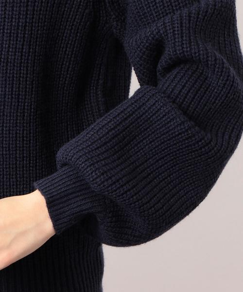 green label relaxing（グリーンレーベルリラクシング）の「CF カタアゼ クルーネック パフスリーブ ニット ◆（ニット/セーター・レディース・ネイビー/オフホワイト/イエロー・FREE）」の4枚目の写真