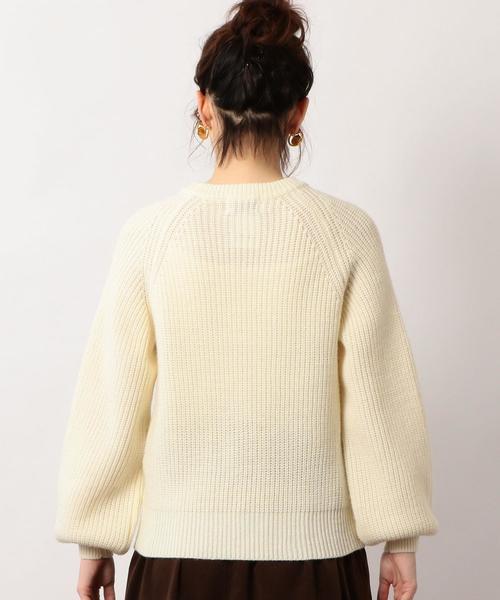 green label relaxing（グリーンレーベルリラクシング）の「CF カタアゼ クルーネック パフスリーブ ニット ◆（ニット/セーター・レディース・ネイビー/オフホワイト/イエロー・FREE）」の19枚目の写真