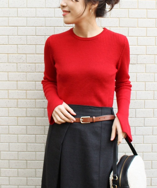 Spick & Span（スピックアンドスパン）の「WOOL RIB CREW◆（ニット/セーター・レディース・ホワイト/ブラック/レッド/マルチ・FREE）」の3枚目の写真