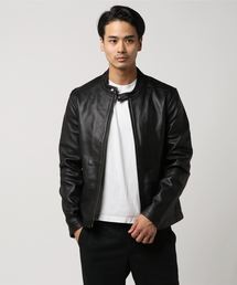 GLOSTER | LAMBS SEMI NAPPA ラムレザーシングルライダースジャケット(ライダースジャケット)