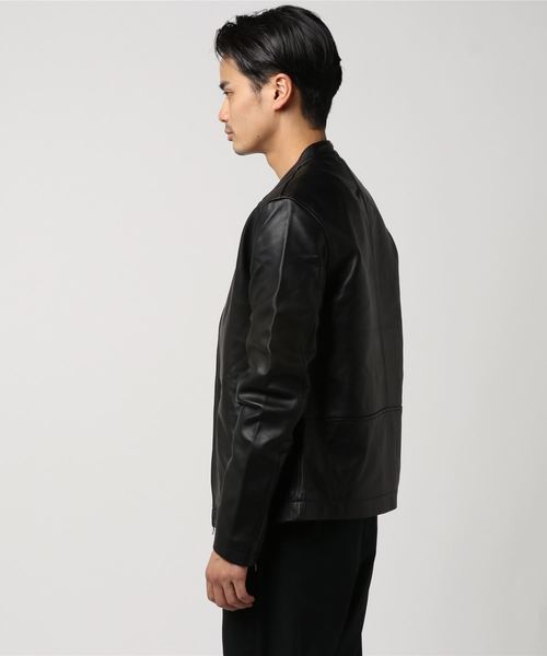 GLOSTER（グロスター）の「LAMBS SEMI NAPPA ラムレザーシングルライダースジャケット（ライダースジャケット・メンズ・ブラック・S/M/L）」の2枚目の写真