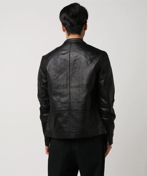 GLOSTER（グロスター）の「LAMBS SEMI NAPPA ラムレザーシングルライダースジャケット（ライダースジャケット・メンズ・ブラック・S/M/L）」の3枚目の写真