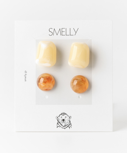 SMELLY（スメリー）の「カラークリアマーブル4ピアスセット（ピアス（両耳用）・レディース・グレー系その他/ベージュ系その他・-）」の4枚目の写真