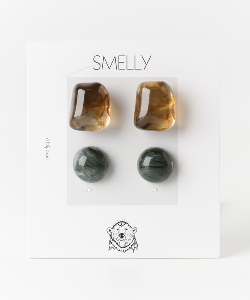 SMELLY（スメリー）の「カラークリアマーブル4ピアスセット（ピアス（両耳用）・レディース・グレー系その他/ベージュ系その他・-）」の5枚目の写真