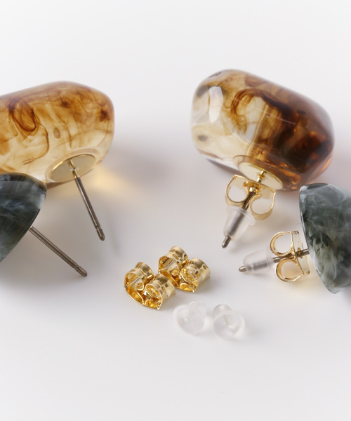 SMELLY（スメリー）の「カラークリアマーブル4ピアスセット（ピアス（両耳用）・レディース・グレー系その他/ベージュ系その他・-）」の8枚目の写真