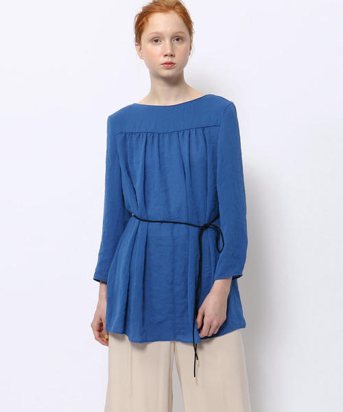 BALLSEY(ボールジィ)の「ポリエステルサテンジョーゼット ヨークギャザーチュニックブラウス(シャツ/ブラウス・レディース・ブルー/イエロー/ブラック・36/40)」の4枚目の写真