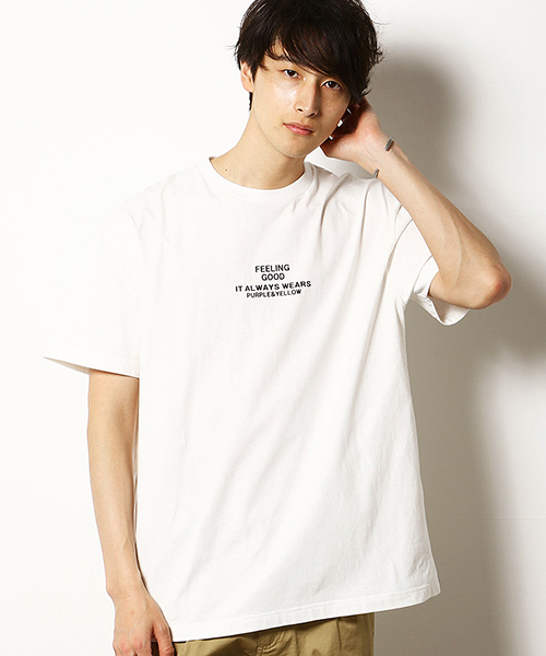 Purple&Yellow（パープルアンドイエロー）の「スーパー ビッグ シルエット プリント Tシャツ（Tシャツ/カットソー・メンズ・アイボリー/ブラック・MEDIUM/LARGE）」の16枚目の写真